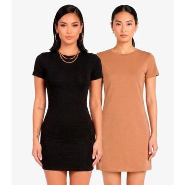 Imagem de Kit 2 Vestidos Femininos Curto Com Manga Infinita Cor Sortidos, G, Sor