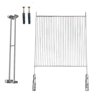 Imagem de Grelha Aramada 50x55cm Churrasco Suporte Suspenso 60cm Inox - INOX LAU