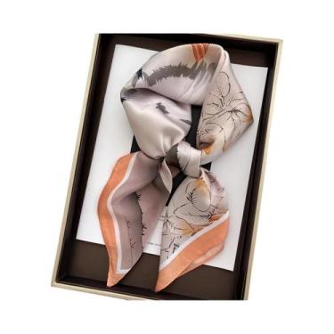 Imagem de Lenço De Seda Luxuoso Feminino 70x70cm, Estilo Praia, Bandana Para Cab