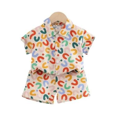 Imagem de Conjunto De Verão Para Meninos 2 Peças Camisa Casual E Calções Para Cr