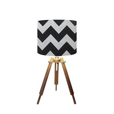Imagem de Abajur Mesa Tripé Madeira 60cm Cores Estampadas -Md1001 Cúpula Ø30