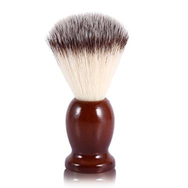 Imagem de Escova de barbear masculina profissional para limpeza facial de náilon para cabelo e cabo de madeira ferramenta de barbeiro