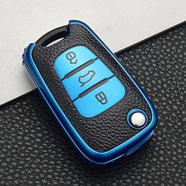 Imagem de KRUPTI Capa para chave de carro em TPU, apto para KIA Rio K2 K3 K5 Ceed Cerato Sportage Soul Hyundai i20 i30 ix25 ix35 Solaris, azul