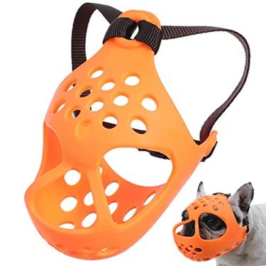Imagem de Myweyde focinho curto de focinho, Friendly Short Snout Dog Muzzle Soft Silicone, Dog Muzzles para cães pequenos de focinho curto para parar de latir (Orange, L)