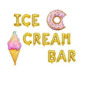 Imagem de KUNGOON Decorações de balões de sorvete, kit de balões de sorvete de verão e donut para decorações de festa de casamento chá de bebê de aniversário.