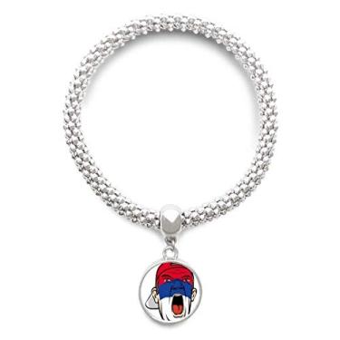 Imagem de DIYthinker Pulseira de prata com bandeira da Sérvia para maquiagem facial cabeça gritando pulseira pingente corrente de joias pulseira ajustável, NA, Na