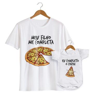 Imagem de Tal Pai Tal Filho Kit Camiseta E Body Estampa De Pizza - Emotions Art