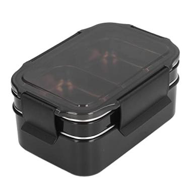 Imagem de Lancheira de aço inoxidável, Bento Box 304 de aço inoxidável com isolamento seguro para viagem para escola para escritório (preto)