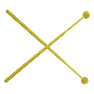 Imagem de Dynwave 2x Malhos Glockenspiel Malhos rígidos Malhos de xilofone Glockenspiel Sticks para carrilhão de energia, xilofone, de madeira e, AMARELO