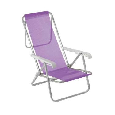 Imagem de Cadeira De Praia Reclinável Em Alumínio 8 Posições Lilas - Mor