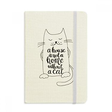 Imagem de Caderno Cat In Home com citação em preto e branco oficial em tecido capa dura