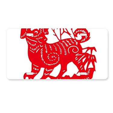 Imagem de DIYthinker Placa de carro para decoração de carro de ano novo corte de papel chinês acessório de aço inoxidável