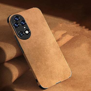 Imagem de Capa de telefone de couro PU para Huawei P50 Pro Lite P40 Nova 10 9 5T Honor 20 30 50 70 Capa de tecido macio fosco à prova de choque, marrom, para Nova 9