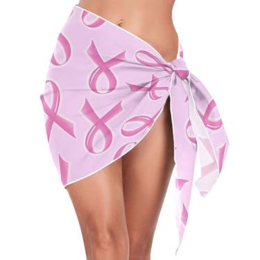 Imagem de KLL Capa de saia feminina padrão rosa suporte saída de banho roupa de banho roupas de férias vestido macio saída de praia, Suporte rosa padrão, P