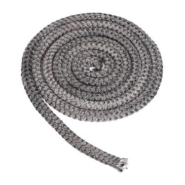 Imagem de PATIKIL Gaxeta de fogão a lenha de 1/5.1 cm x 218.4 cm, substituição de corda de vedação de resistência a altas temperaturas de fibra de vidro de grafite redonda para porta de lareira, preta