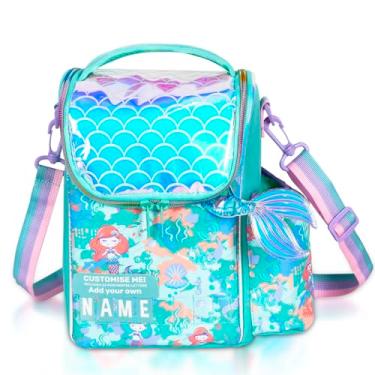 Imagem de YOYTOO Lancheira térmica infantil para meninas, meninos, homens, mulheres, com suporte para garrafa de água e alça ajustável, sereia