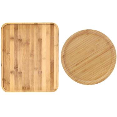 Imagem de Conjunto Bandejas para Servir  Retangular  Redonda 2 Pç