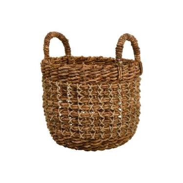 Imagem de Cesto Decorativo Cachepot Multiuso Redondo Em Fibra Natural - Casa Her