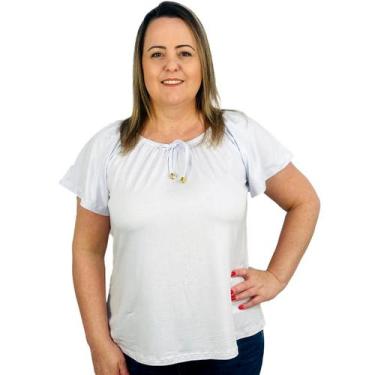 Imagem de Blusa Feminina Ciganinha Manga Curta Lisa - Coalizão Fashion, Branco, 