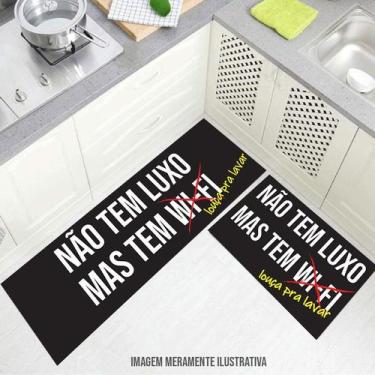 Imagem de kit cozinha passadeira Não tem Luxo Mais tem Louça 120x40cm 60x40cm - 