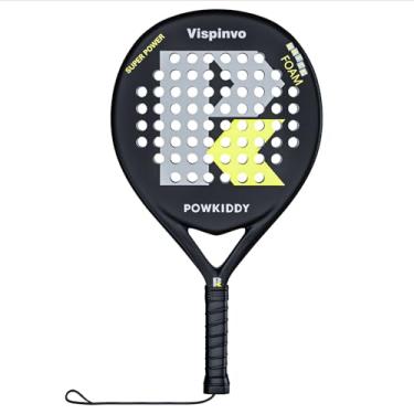 Imagem de Vispinvo Raquete de padel com superfície de fibra de carbono, espuma viscoelástica EVA Flex Core Pala Padel, raquete de tênis de praia de 38 mm para adultos/homens/mulheres, uma raquete de remo ideal