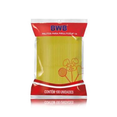 Imagem de Palito para Pirulito Médio 14cm Amarelo nº14 BWB Canudo Pet 223 - 100 