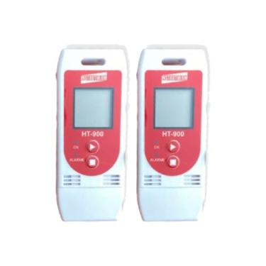 Imagem de Kit 2 Datalogger Digital Temperatura Umidade 32000 Leituras Alarme Usb