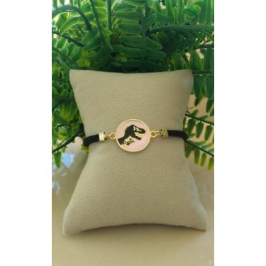 Imagem de Pulseira Feminina infantil Dinossauro Banho de Ouro - Jhulias Joias e 