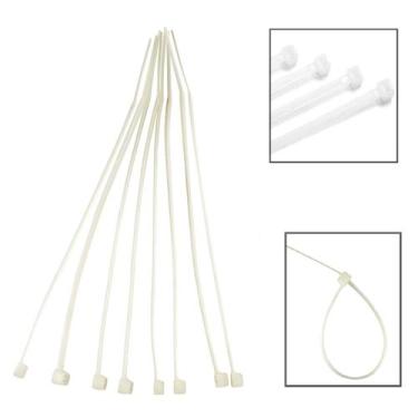 Imagem de Abraçadeira Nylon 2,5X200mm C/100 Pcs Fios Cabos - EDA, Branco