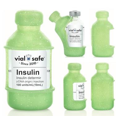 Imagem de VIAL SAFE ™ | Capa protetora de frasco de insulina | Protetor seguro para frasco de insulina e tampa para frascos de 10 ml | Serve para Humalog, Humulin, NovoLog, NovoRapid, Novolin | Pacote com 2 |
