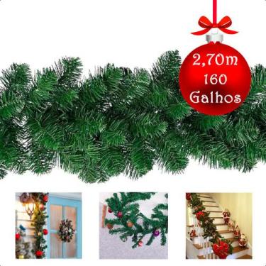 Imagem de Festão Natal Aramado Canadense Verde 2,7 Metros 160 Galhos Decoração -