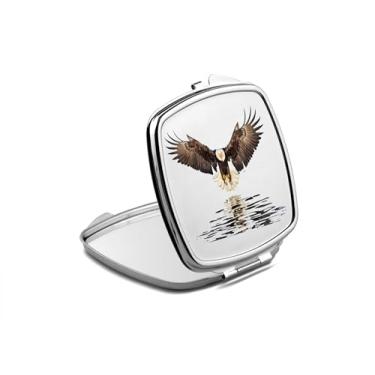 Imagem de SpreadPassion Espelho compacto Eagle, amante de presente de águia, espelho fotográfico águia voando sobre a água, espelho de maquiagem de viagem pequeno espelho portátil, espelho de bolso portátil,