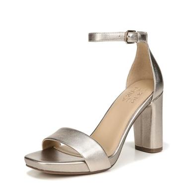 Imagem de Naturalizer Sandália feminina Joy com tira no tornozelo e salto alto, Couro bronze, 8 Wide