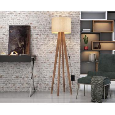 Imagem de Luminária De Chão Atlanta Moderna Com Pés De Madeira Maciça - Mobigu, 