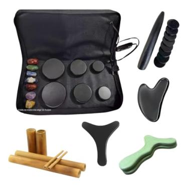 Imagem de Kit Massagem Corporal e Podal com Pedras Arredondadas e Chakras - Terapia Relaxante e Energizante