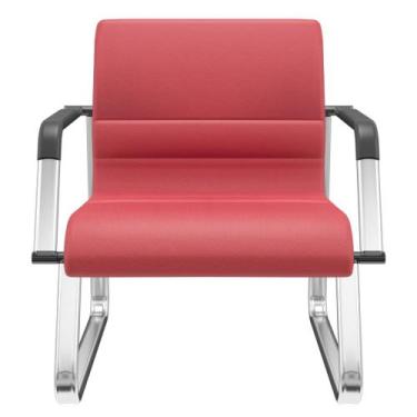 Imagem de Cadeira de Escritório Recepção com Braço Fixa Cromada Lev P03 Crepe Ve