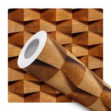 Imagem de Papel de Parede Vinílico Geométrico Madeira Marrom Sala Quarto - Bazar