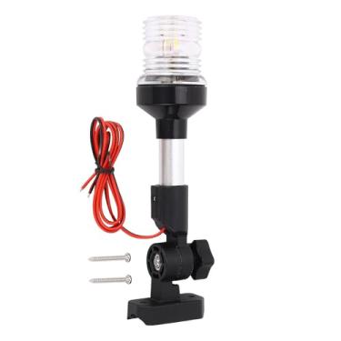 Imagem de Âncora luz IP67 impermeável alto brilho LED barco Stern luz com 3NM visibilidade Fold Down Design para Pontões Flat Boats AC DC1224V White Light ABS liga de alumínio (9 polegadas)