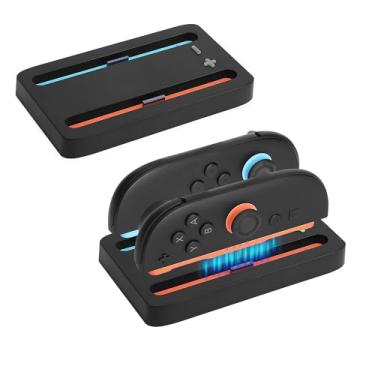 Imagem de Hounyoln JoyCon Dock para Nintendo Switch controles de jogos - 2 acessórios de estação de carregamento de encaixe remoto (preto)