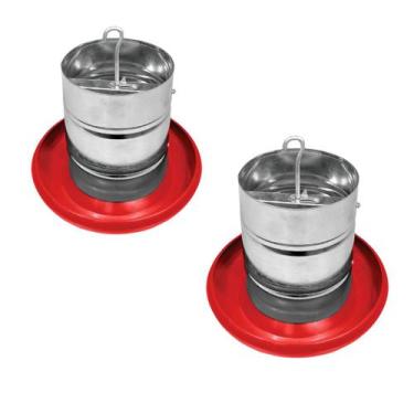 Imagem de Kit 2 Comedouro Aves Galvanizado 5kg Para Ração Suspenso - AVIPET