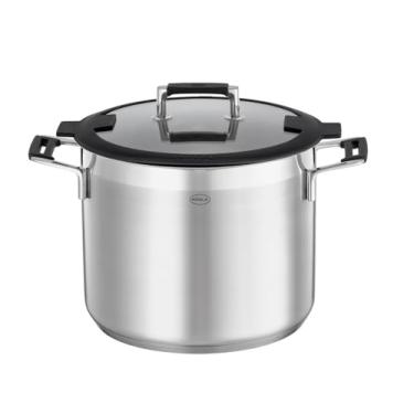 Imagem de Rosle 91963 Silence Pro Caçarola alta de aço inoxidável com alças isoladas e tampa 24 cm / 9,5 pol, prata