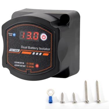 Imagem de I LITTON Isolador duplo da bateria 12 V 140 Amp com visor de tensão isolador da bateria Auto e modo manual Relé sensível à tensão (VSR) carregador automático isolador de bateria para caminhão ATV UTV Marine RV Boat Camper