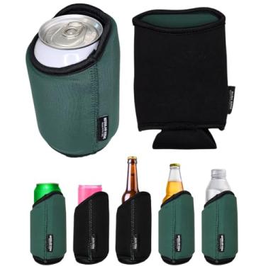 Imagem de TahoeBay Universal Blank Can Coolers (Pacote Com 8) Mangas Isoladas De Neoprene 4 Em 1 Para Latas E Garrafas Cerveja 12 Oz, Finas, Bebidas 16 Água, Blanks Sublimação, Vinil, Dtf (Floresta/Preto)