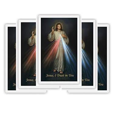 Imagem de Needzo - Carteira laminada de oração Jesus I Trust in You Divine Misericórdia com folha nas costas, cartão de oração católica, para escola dominical, igreja e missa, 5 x 9,5 cm, pacote com 5