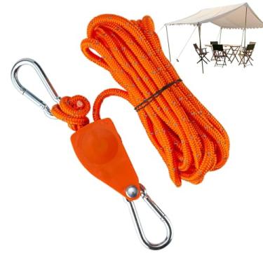 Imagem de Corda de acampamento com polia catraca | de polia de dossel de pátio - Ajustador de liga de alumínio Corda de dossel de barraca de 0,5 cm de espessura para mochila, acampamento, abrigos
