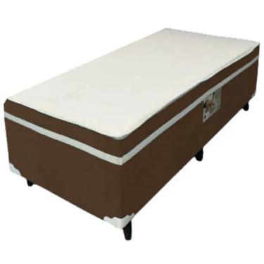 Imagem de Cama Box Alto Nivel Solteiro com Molas Ensacadas 88x188x60cm Cor Marrom