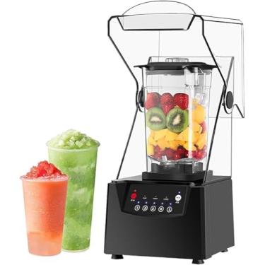Imagem de Liquidificador Comercial Smoothie Maker, Batedeira Elétrica 2l 17000rpm Lâmina Triturador De Gelo Com Elosure De Som, 5 Predefinições, Máquina De Cozinhar Silenciosa De Parede Quebrada, Par