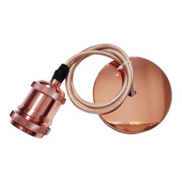 Imagem de Whtkoph Kit de Cabo para Luminária Pendente Plug-in, Base para Lâmpada, Cabo de Alimentação para Luminária Retrô, Suporte para Lâmpada E27 para Quarto de Hote, Rosa vermelha
