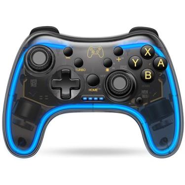 Imagem de Controladores de switch sem fio compatíveis com controle OLED Nintendo Switch/Switch Lite/Switch, controle Switch Pro suporta multiplataforma com turbo, ativação e LED de respiração RGB