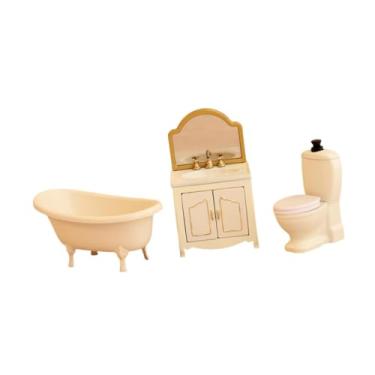 Imagem de Generic 3x Miniatura Banheira Vaso Sanitário Armário de Banheiro Chuveiro Decoração 1/12 Penteadeira Realista Conjunto de Móveis Suprimentos para Casa de